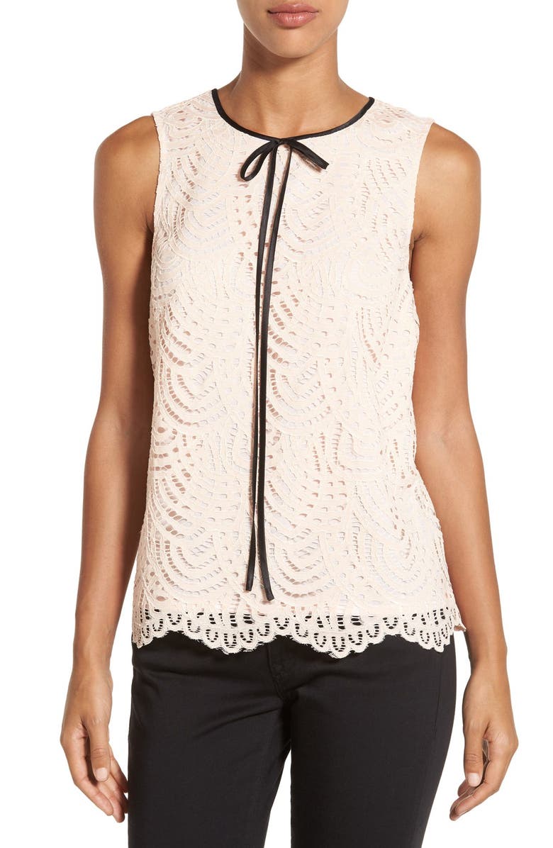 Halogen<sup>®</sup> Tie Neck Lace Top, Main, color,