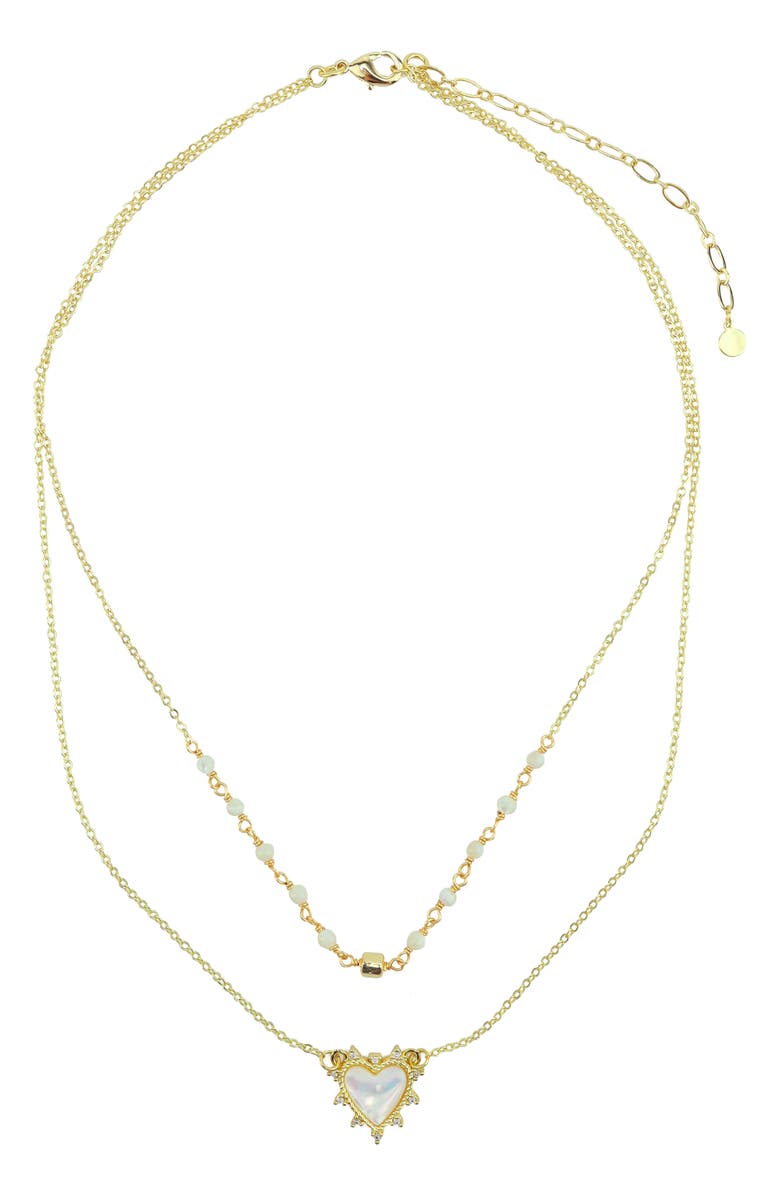 Panacea Faux Pearl Heart Pendant Layered Necklace, Main, color, White