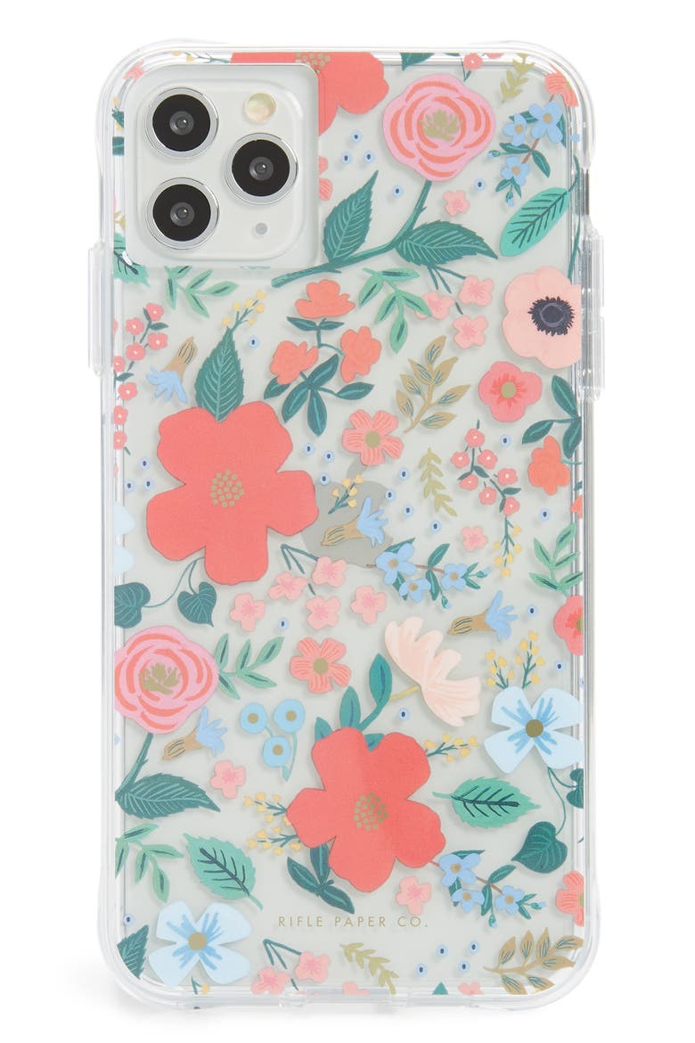 x Rifle Paper Co. Wild Rose iPhone 11, 11 Pro & 11 Pro Max Case, Main, color, CLEAR/ MULTI