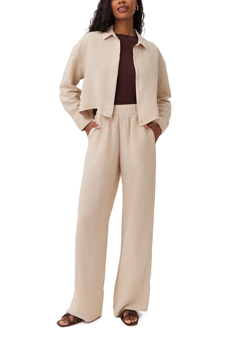 Wide Leg Linen Blend Pants, Alternate, color, MOROCCAN SAND