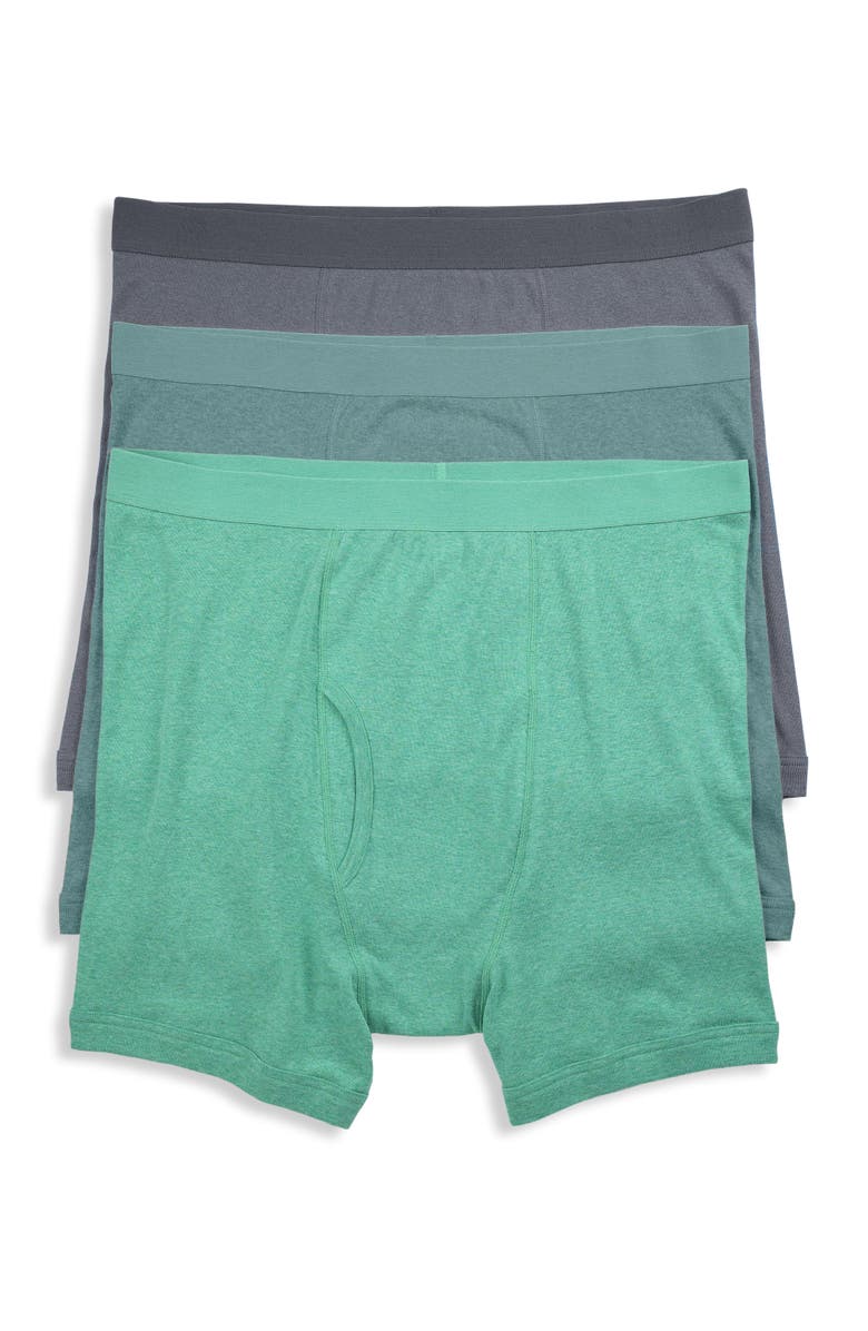 Harbor Bay by DXL Big & Tall 3-pk Heathered Boxer Briefs, Main, color, Blue Spruce