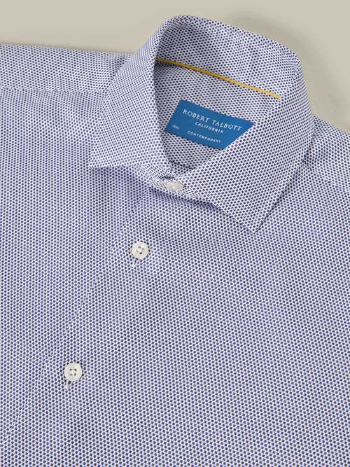 Robert Talbott Reynolds Hopsack Contemporary Fit Shirt In Navy