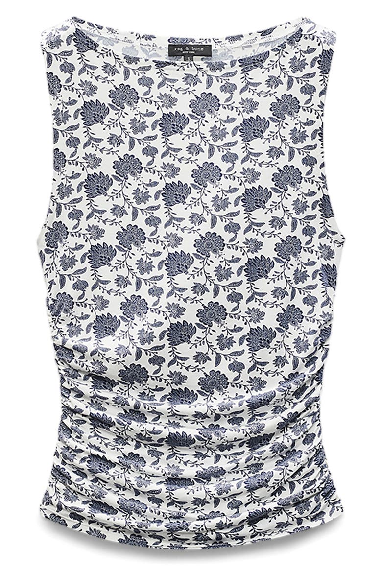 Luca Print Shirred Tank, Alternate, color, SALUTE MULTI