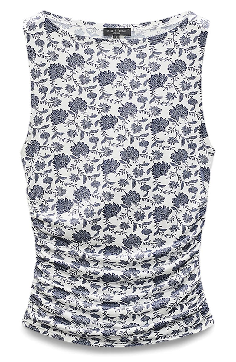 rag & bone Luca Print Shirred Tank, Alternate, color, Salute Multi