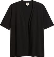 AK ANNE KLEIN Newport Open Front Elbow Sleeve Cardigan