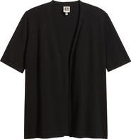 AK ANNE KLEIN Newport Open Front Elbow Sleeve Cardigan