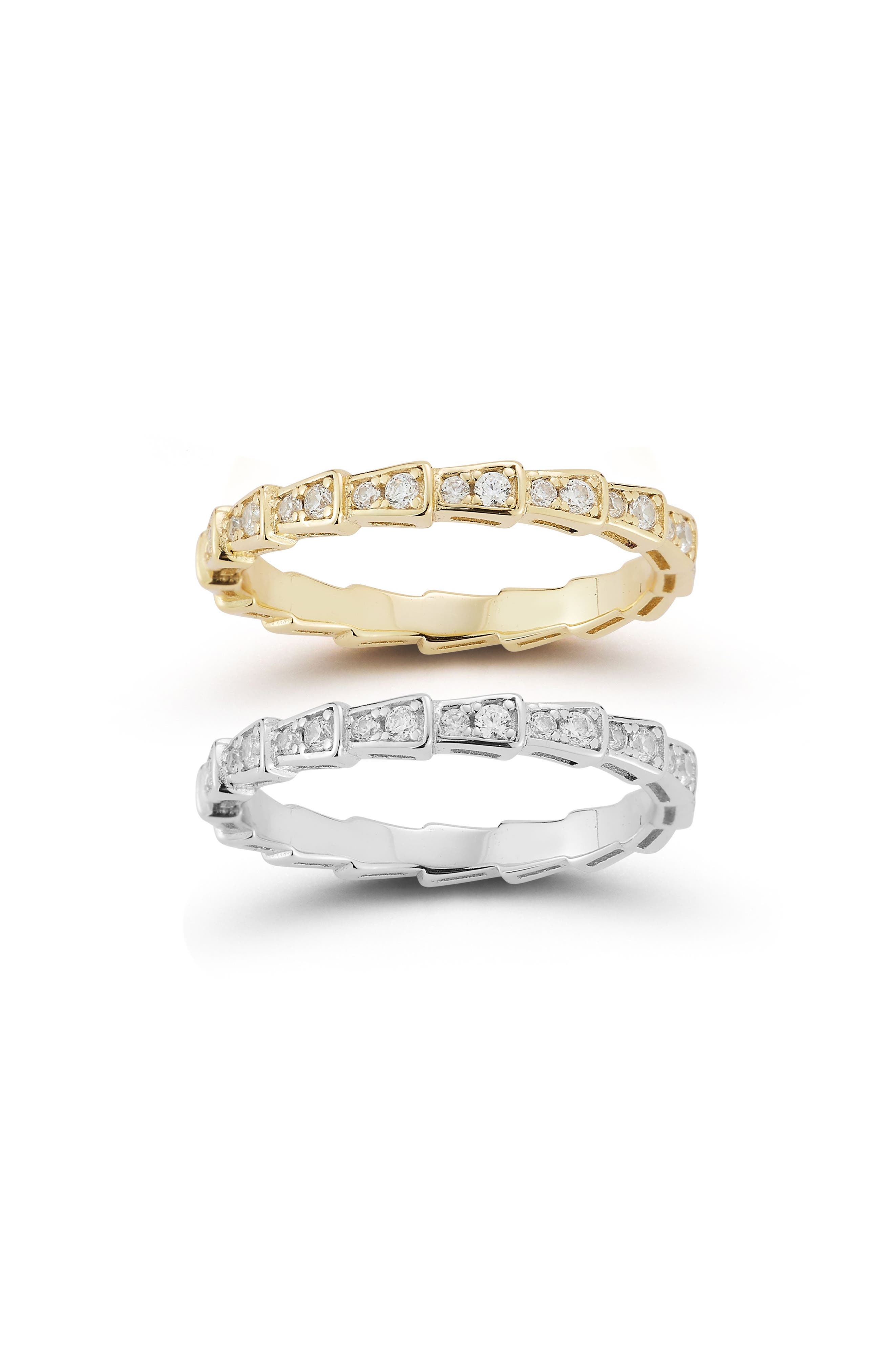 GLAZE JEWELRY Set of 2 Cubic Zirconia Serpent Stacking Rings