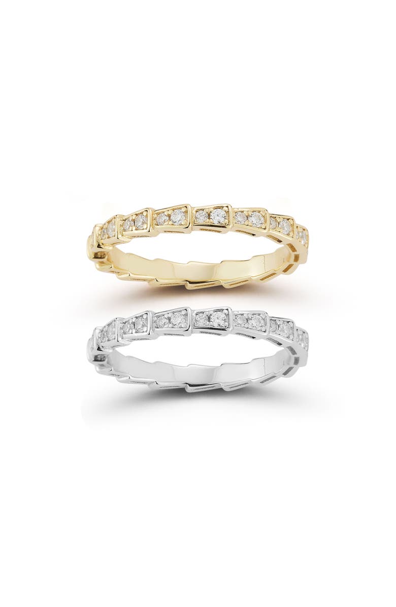 GLAZE JEWELRY Set of 2 Cubic Zirconia Serpent Stacking Rings, Main, color, Silver/ Gold