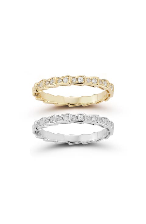 Set of 2 Cubic Zirconia Serpent Stacking Rings