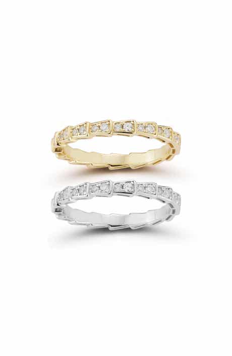GLAZE JEWELRY Set of 2 Cubic Zirconia Serpent Stacking Rings