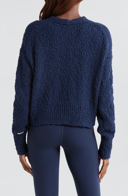 Shop Lunya Textured Cotton Snap Front Cardigan In Deep Blue