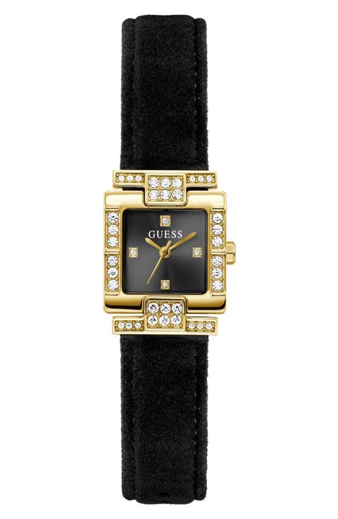 Taylor Square Leather Strap Watch, 21mm