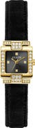 GUESS Taylor Square Leather Strap Watch, 21mm