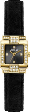 GUESS Taylor Square Leather Strap Watch, 21mm