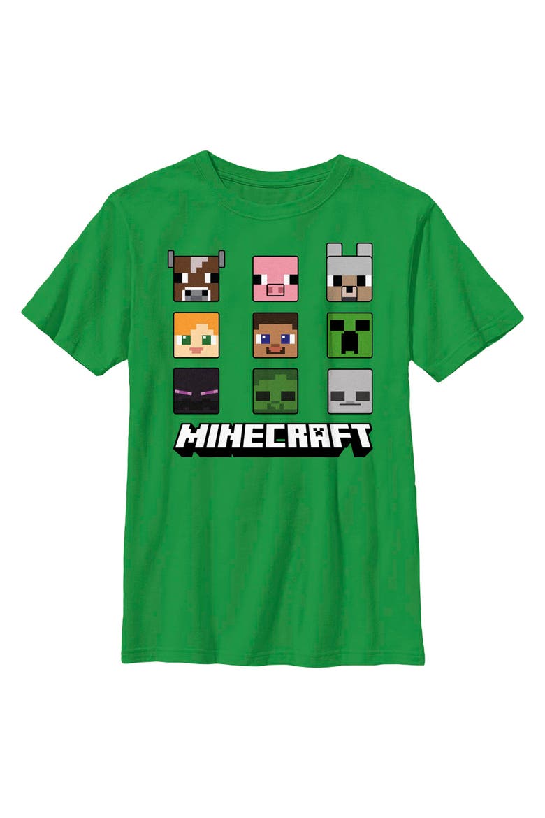 Boys' Animated Icon Faces T-Shirt, Main, color, Kelly Green
