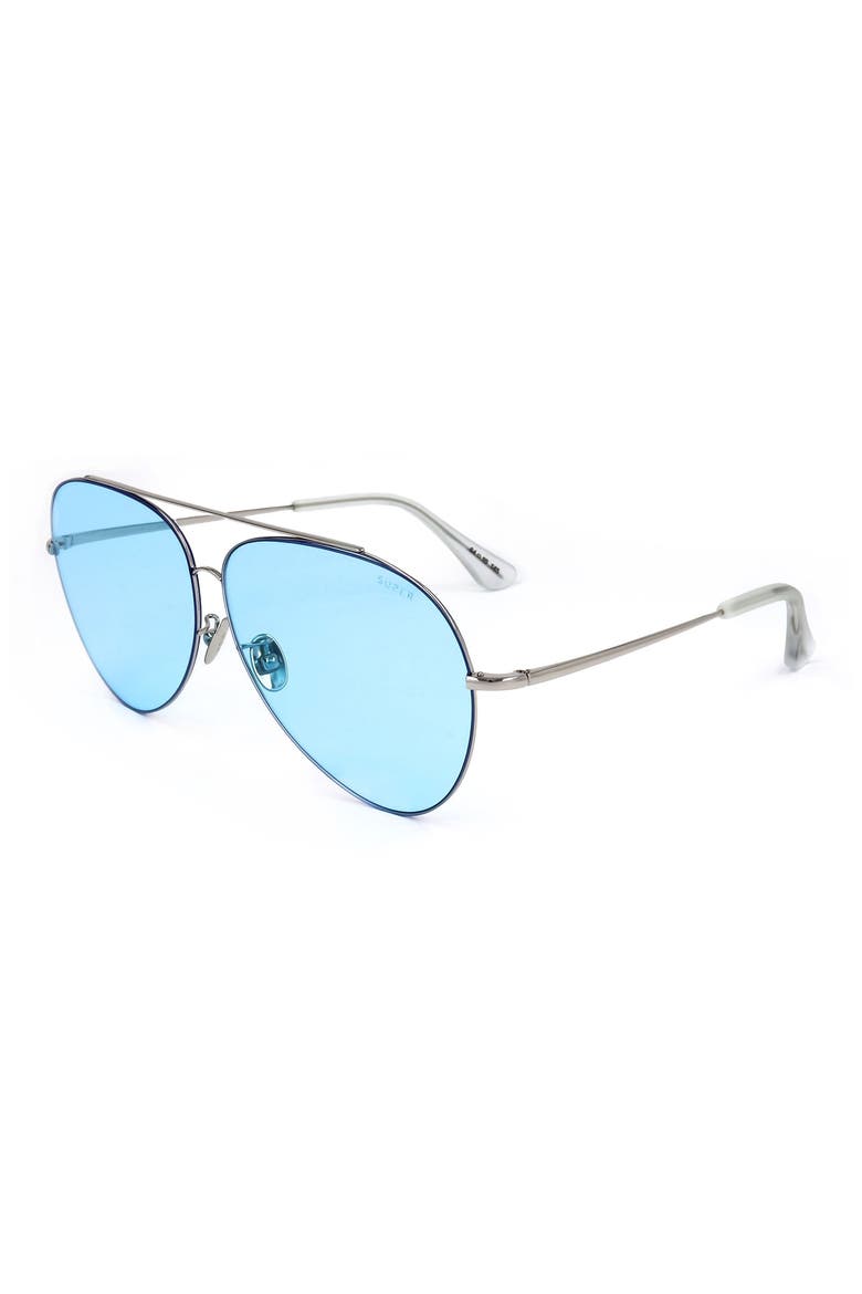 58mm Aviator Sunglasses, Alternate, color, BLUE