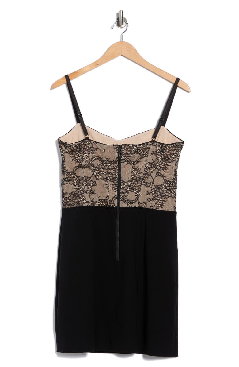 Alice + Olivia Carla Lace Corset Minidress, Alternate, color, Black