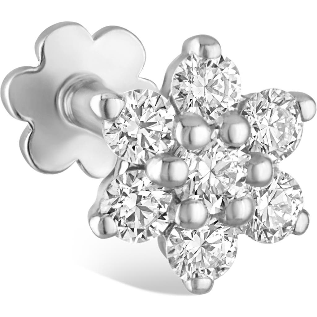 Maria Tash Diamond Flower Threaded Stud Earring In White Gold