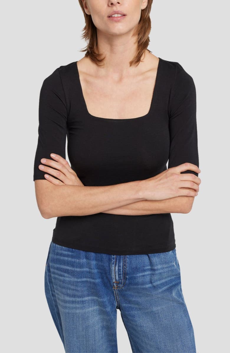 7 For All Mankind Double Layer Scoop Neck Top, Alternate, color, 