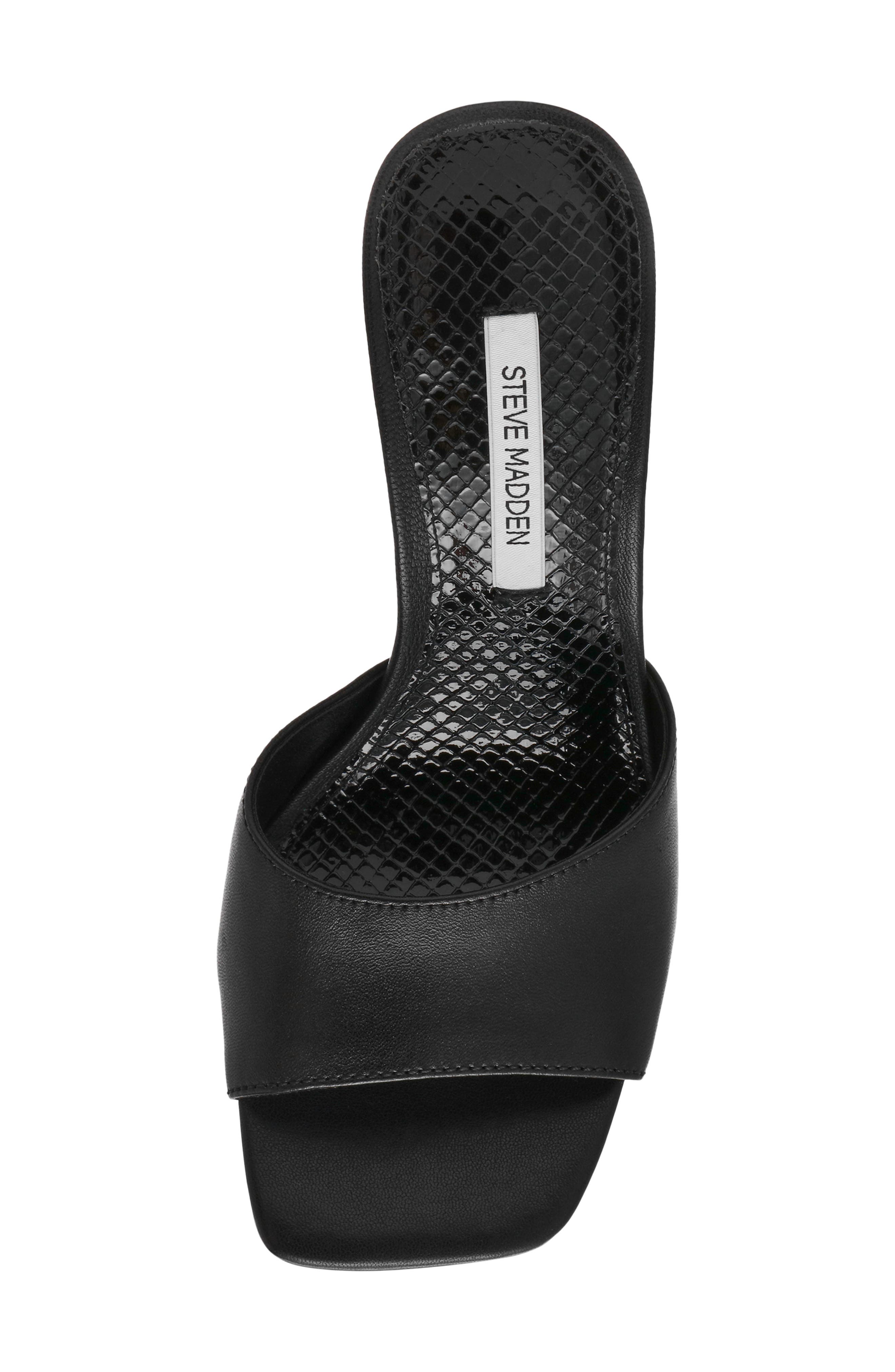 Sia Statement Heel Slide Sandal, Alternate, color, BLACK LEATHER