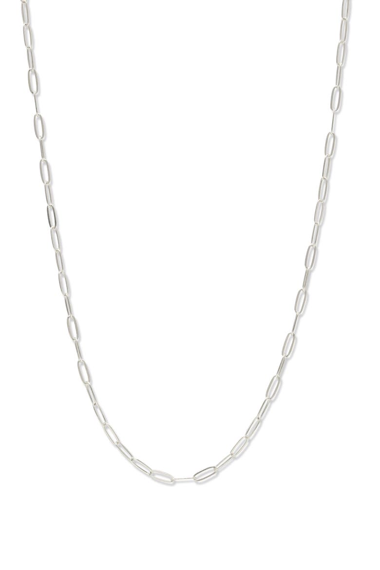 Mini Paper Clip Chain Necklace, Main, color, WHITE