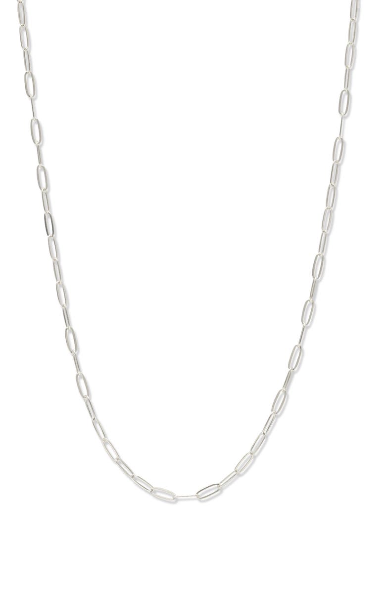 Anzie Mini Paper Clip Chain Necklace, Main, color, White