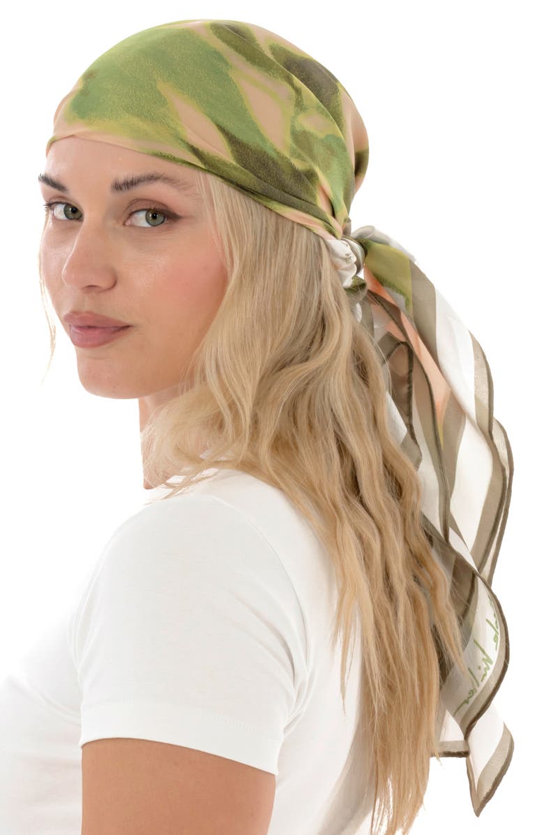 Nicole Miller Floral Square Scarf, Alternate, color, Ivory