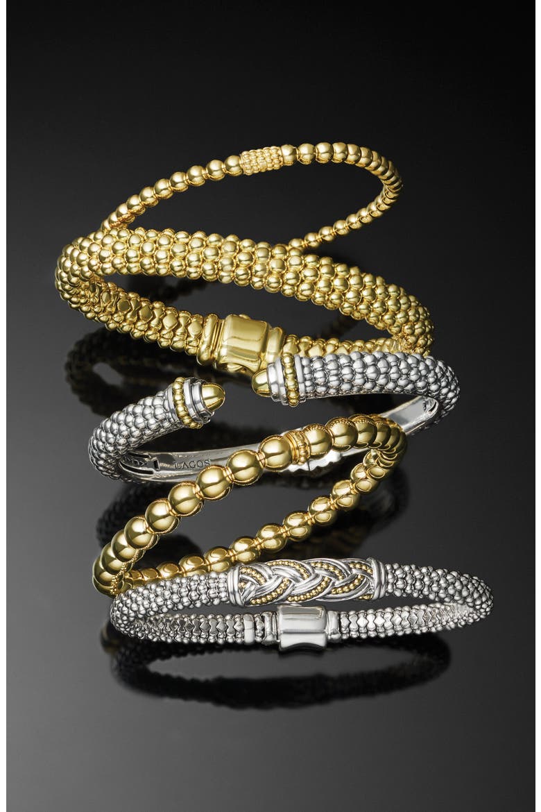 Caviar Gold Ball Stretch Bracelet, Alternate, color, GOLD