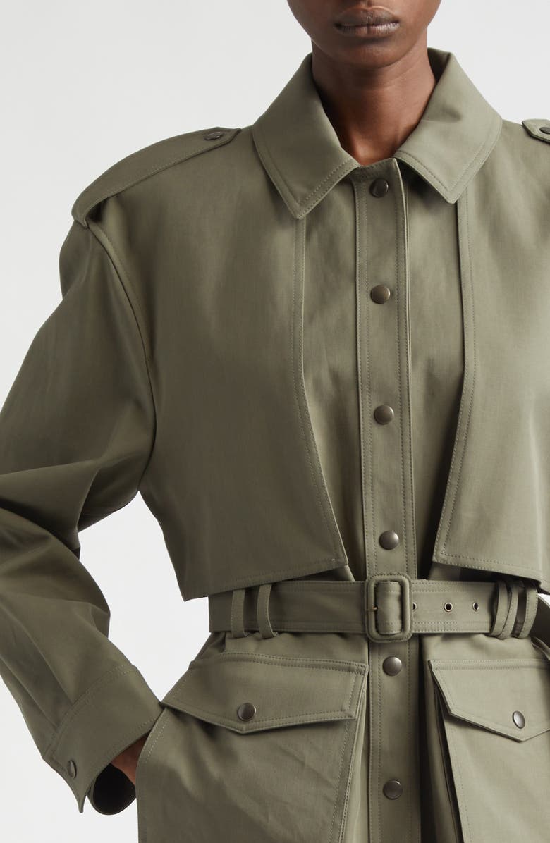 Saint Laurent Belted Cotton Military Jacket, Alternate, color, Kaki Passe