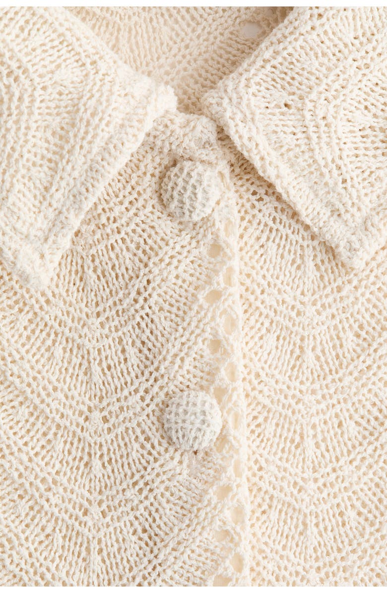 H&M Short-sleeved Crochet-look Shirt, Alternate, color, Cream