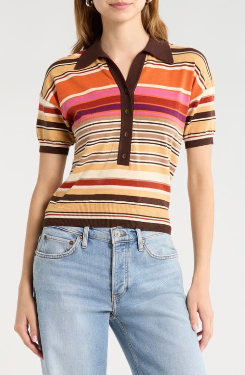 Sable Stripe Knit Polo