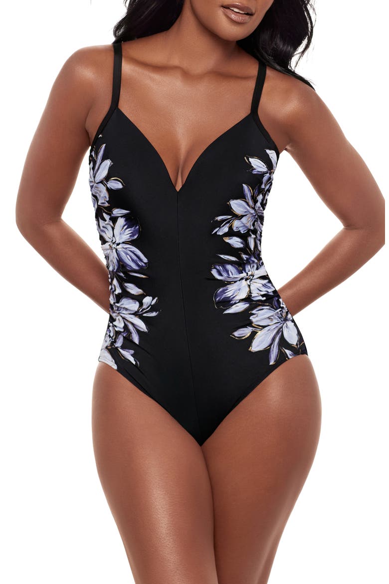 Fiore Di Luna Temptation One-Piece Swimsuit, Main, color, BLACK/ WHITE