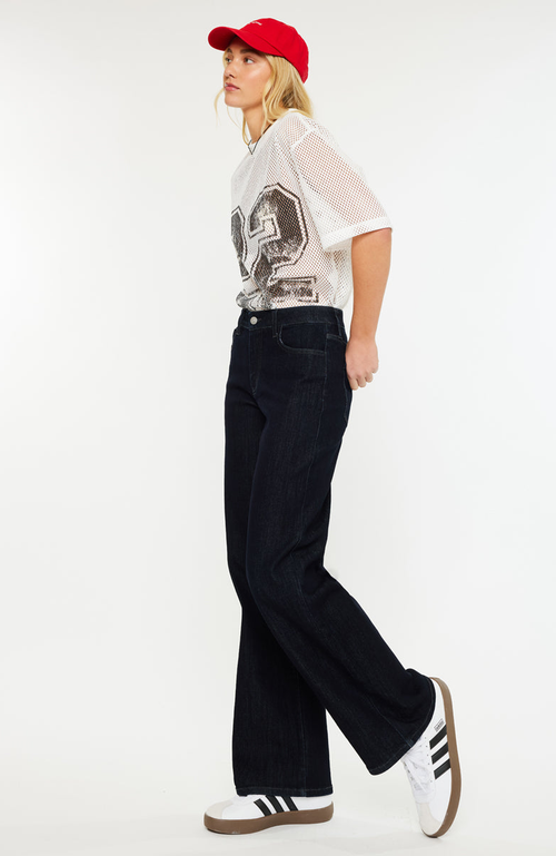 Kancan Norie High Rise Wide Leg Jeans In Black