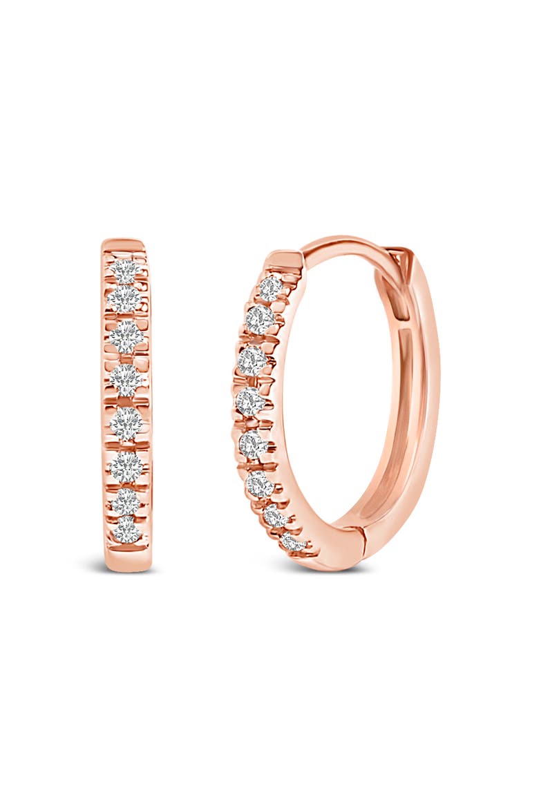 14K Gold 1/5 CTW Diamond Huggie Hoop Earrings, Main, color, Rose