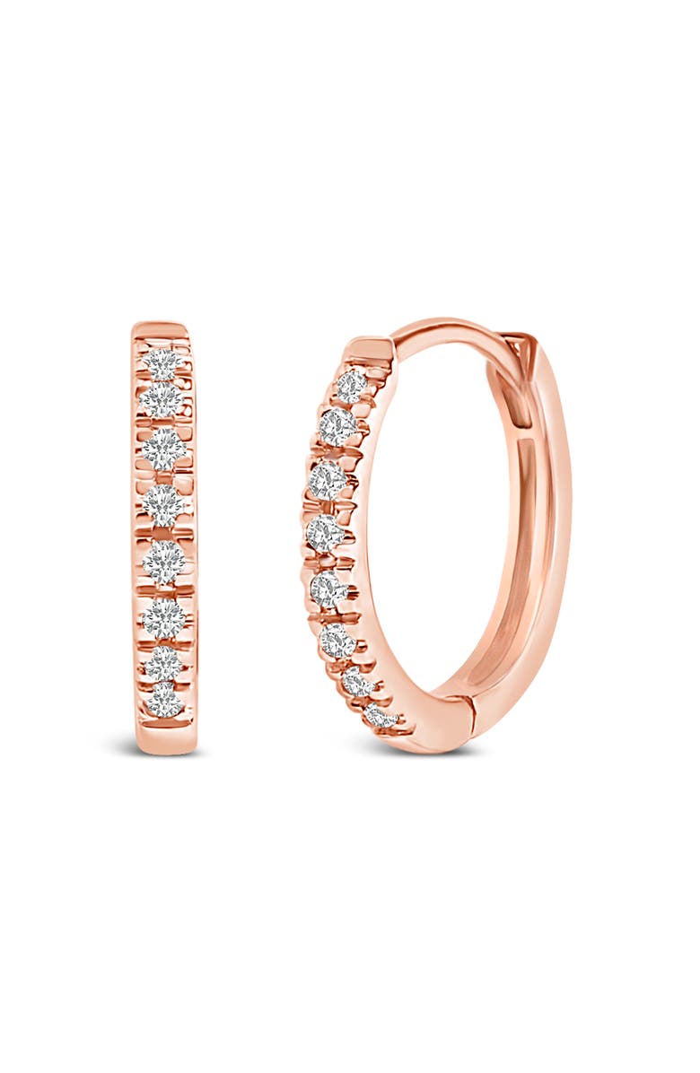 Haus of Brilliance 14K Gold 1/5 CTW Diamond Huggie Hoop Earrings, Main, color, Rose