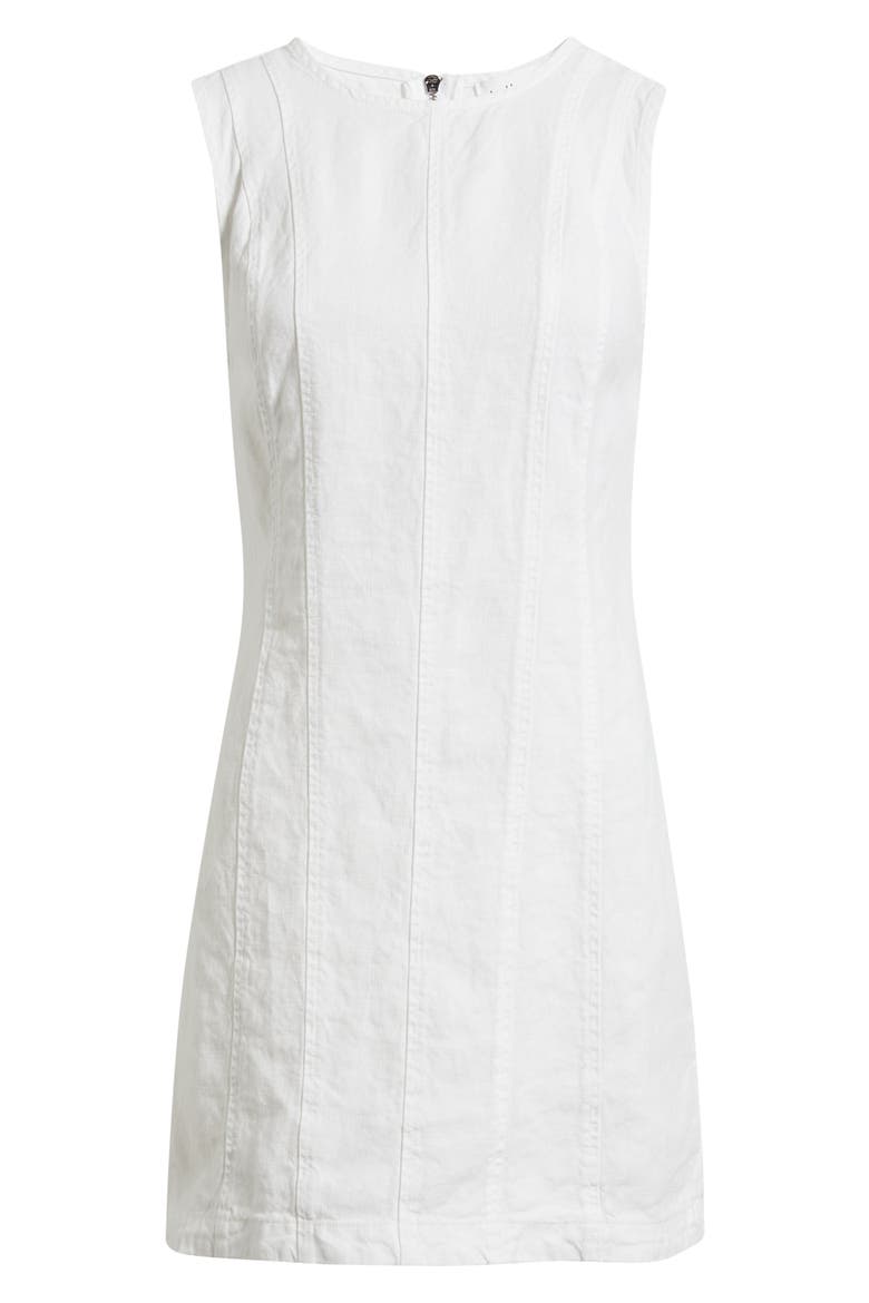 Seamed Sleeveless Linen Minidress, Alternate, color, WHITE