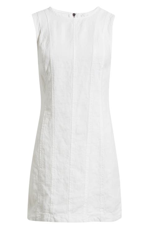 Seamed Sleeveless Linen Minidress