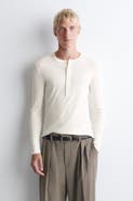 COS Slim Ribbed Cotton Long-sleeved Henley T-shirt