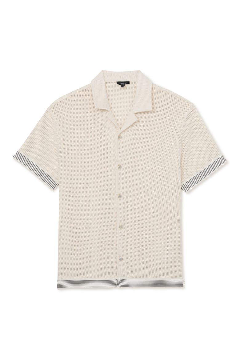 Aliso Open Knit Camp Shirt, Alternate, color, OFF WHITE