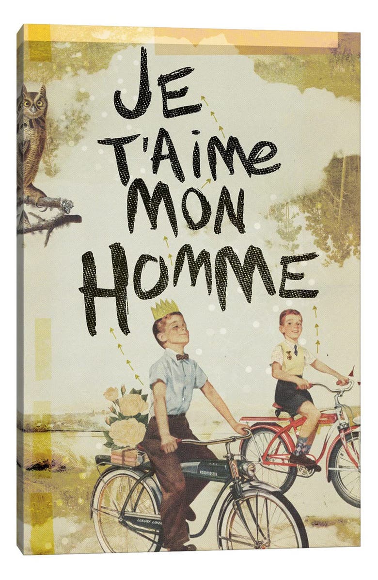 iCanvas Je T'aime Homme by Heather Landis Wall Art, Main, color, Green