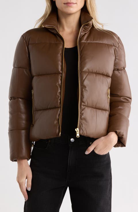 Larsen Faux Leather Puffer Jacket