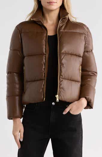 Larsen Faux Leather Puffer Jacket