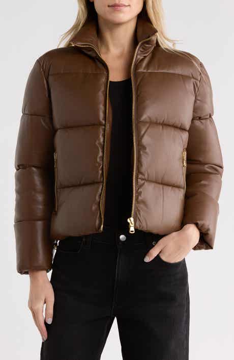Larsen Faux Leather Puffer Jacket