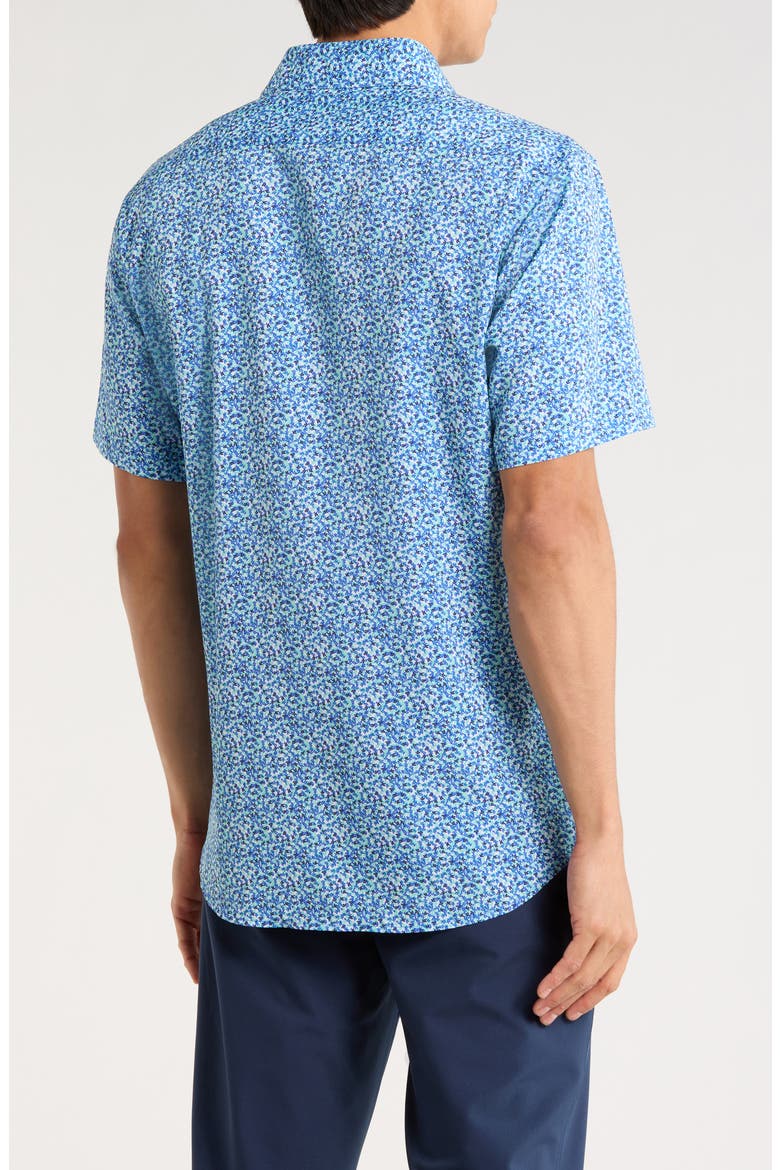 Swirling Floral Print Performance Short Sleeve Button-Up Shirt, Alternate, color, SPEARMINT
