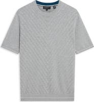 Ted Baker Canon Chevron Texture Short Sleeve Cotton & Wool Crewneck Sweater
