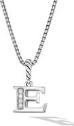 David Yurman Pavé Initial Pendant Necklace in Sterling Silver with Diamond