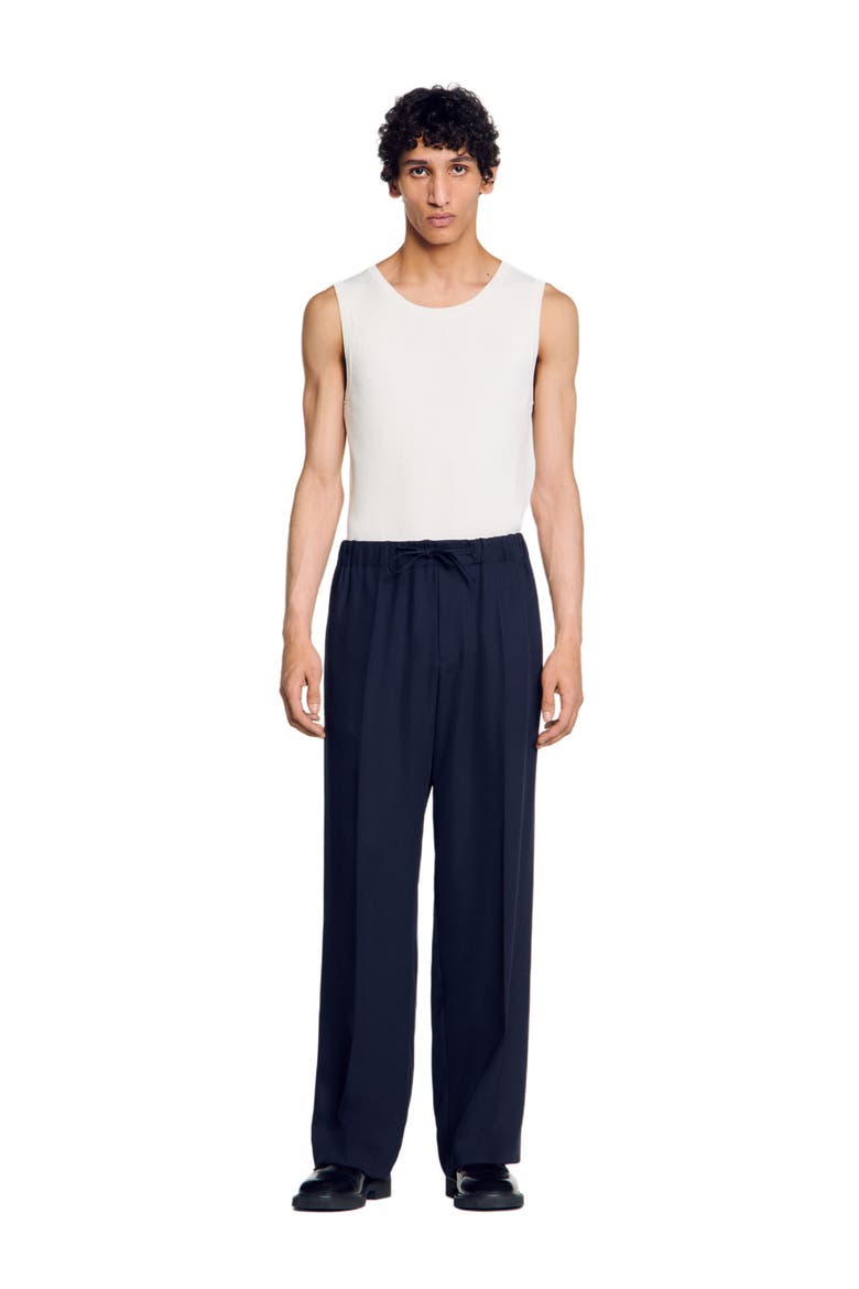 Elasticated wide-leg trousers, Alternate, color, Midnight blue
