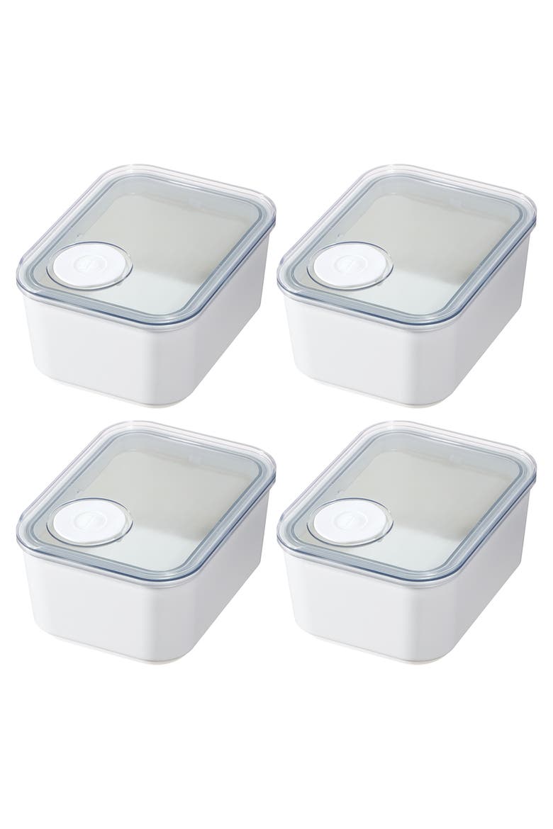 Small Canister with Removable Pour Cap - Set of 4 - White, Main, color, White/Clear