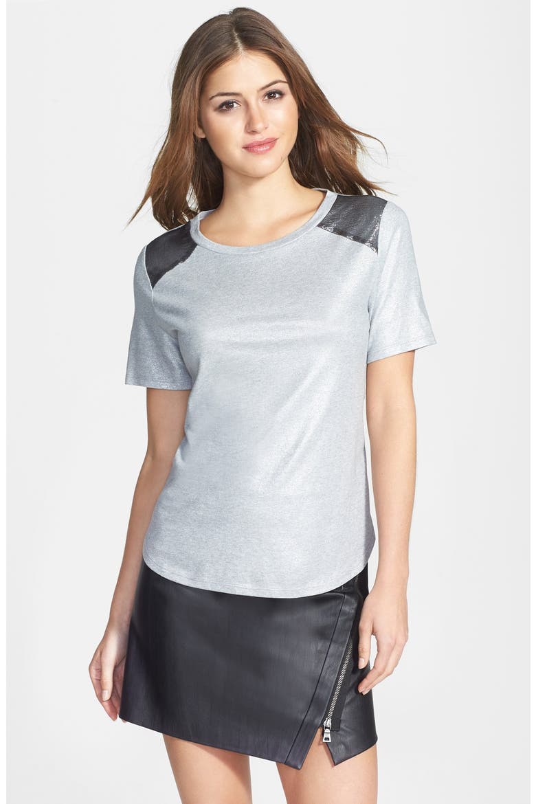 Metallic Jersey Tee, Main, color, SILVER FOIL