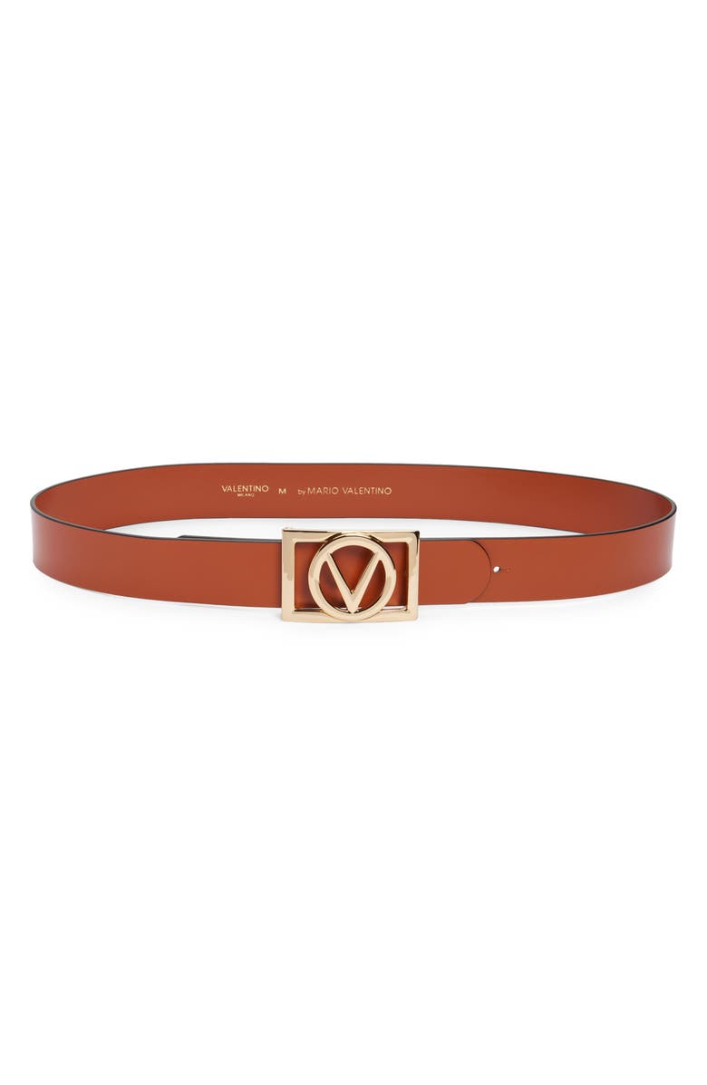 VALENTINO BY MARIO VALENTINO Dolly Logo Buckle Leather Belt, Main, color, Cinnamon